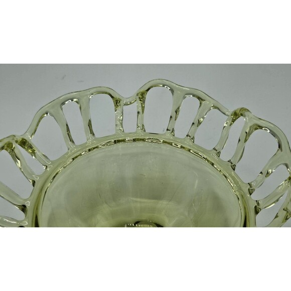 Vintage Green 1940s Duncan & Miller Unique Open Lace Glass Bowl - Picture 8 of 9